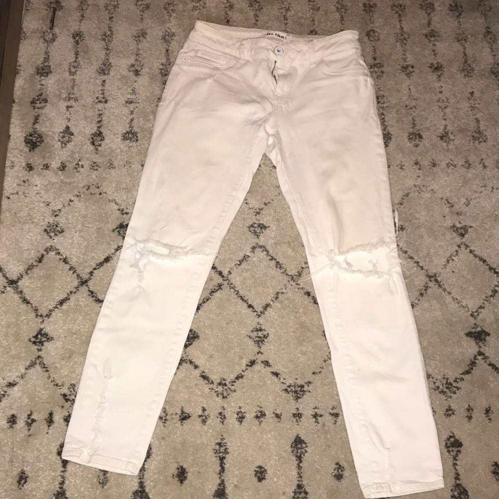 DL1961 Margaux Instasculpt Distressed White Jeans